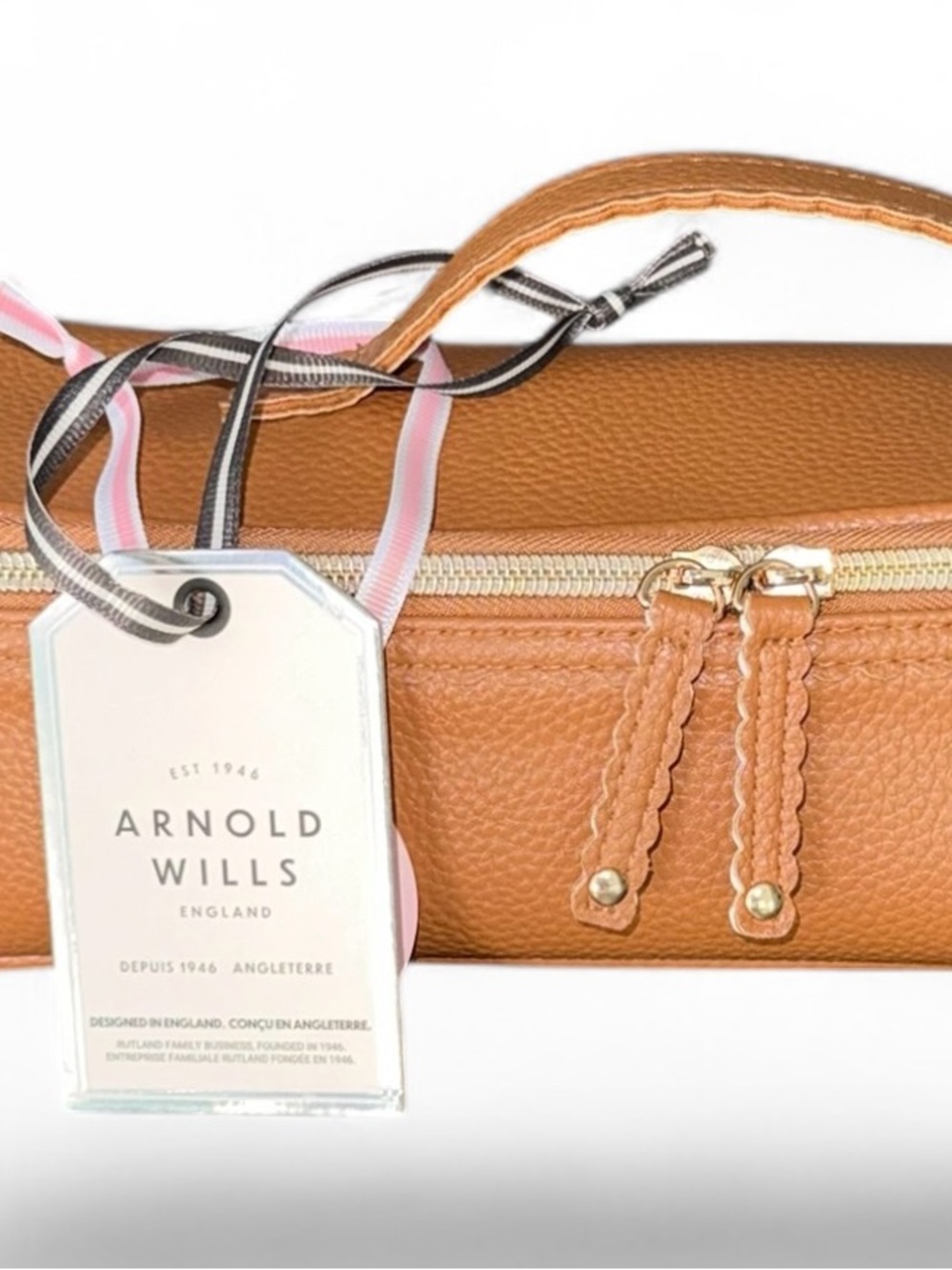 Arnold & Wills Tan Double Zip Top Handle Hair tools/Curling Iron Bag